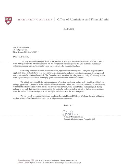 Harvard Acceptance Letter Template