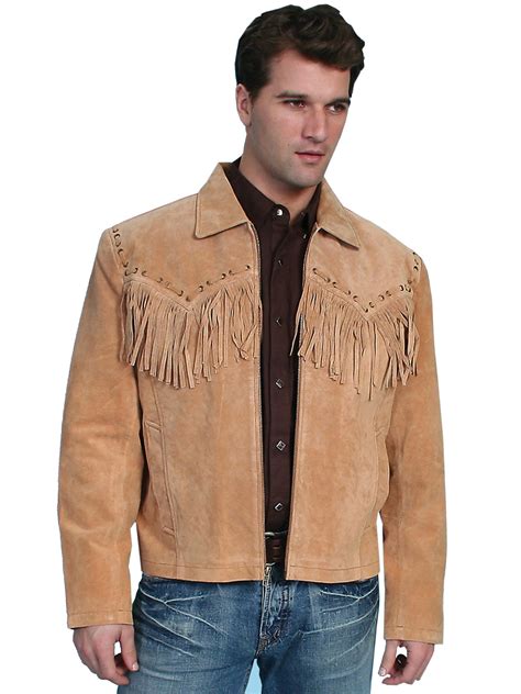 Leather Collection Jacket Scully Mens Fringe Suede Zip Front