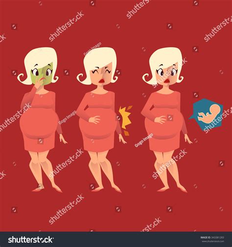 Cartoon Pregnant Woman Vector Illustration Stock Vector Royalty Free 343381283 Shutterstock