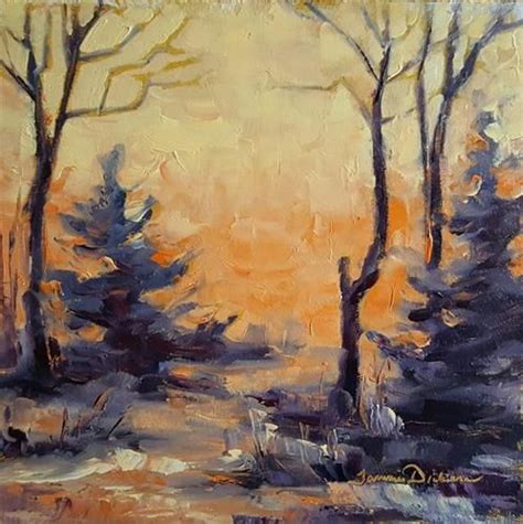 Daily Paintworks Sunset On Cedars Original Fine Art For Sale