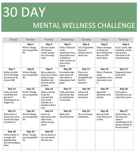 30 Day Mental Wellness Challenge