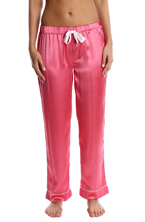 Blis Women S Satin Pajama Pants Ladies Comfy Lounge And Sleepwear Pj Bottoms Hot Pink Small