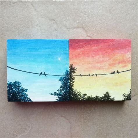 Made A Cute Matching Pair Of Inch Paintings Small Canvas Art Diy