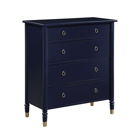 Quality Components Plus Jillian 5 Drawer Midnight Blue Chest Of Drawers 819 12 14 The Home Depot