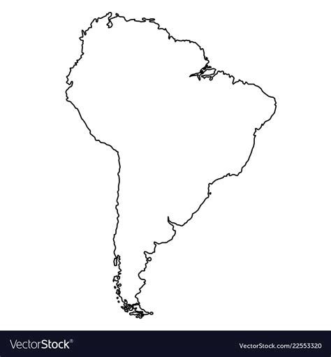 South America Map From Black Contour Curves Lines Vector Image