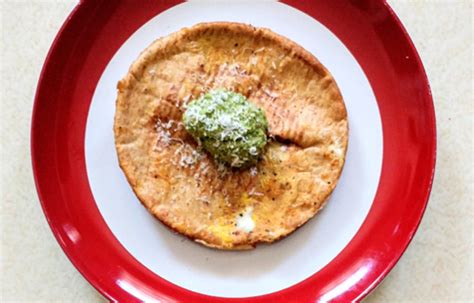 Parmesan Pita French Toast With A Whipped Walnut Pea Puree
