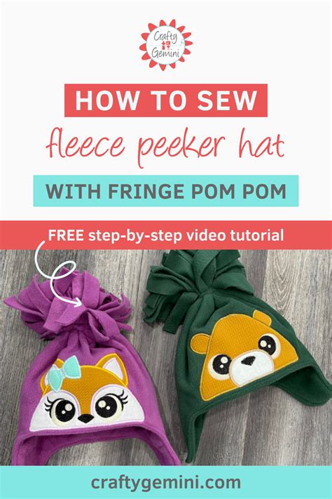 How To Sew A Fleece Peeker Hat With Fringe Pom Pom Fleece Projects