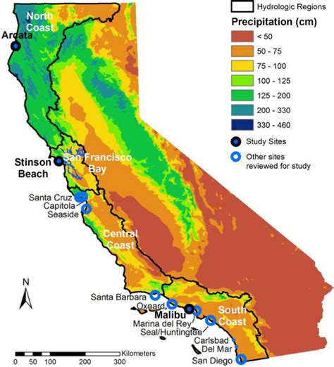Map Of California Showing The 4 Coastal Hydrologic Regions Hrs Map