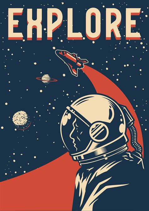 Explore Space Travel Poster Retro Poster Retro Space Posters