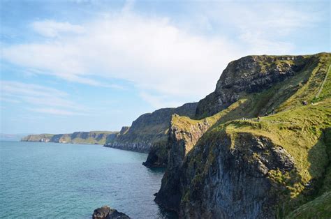 Bright Green Cliffs Along the Causeway Coast in Northern Ireland