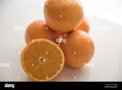Fresh Oranges On White Background Stock Photo Alamy