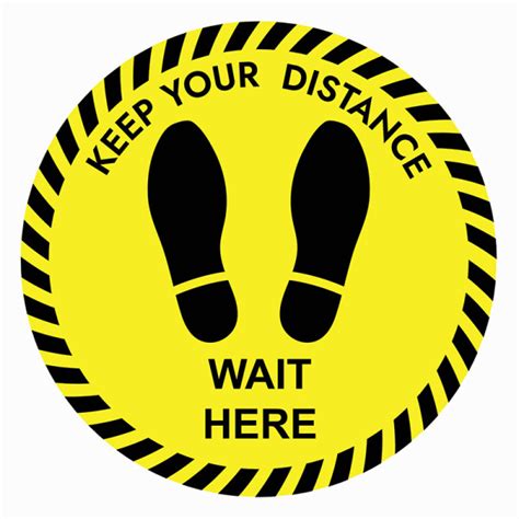 Keep Your Distance Wait Here Floor Stickers Pack Of 6 Social