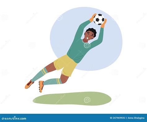 Football Goalkeeper Isolated Soccer Goalie Player Jumping And Catching