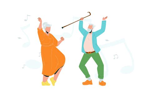 Elderly Couple Dancing Lifestyle Retirement Vector Illustration By