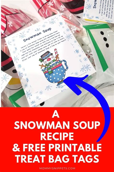 How To Make Snowman Soup Recipe Free Printable Treat Tag