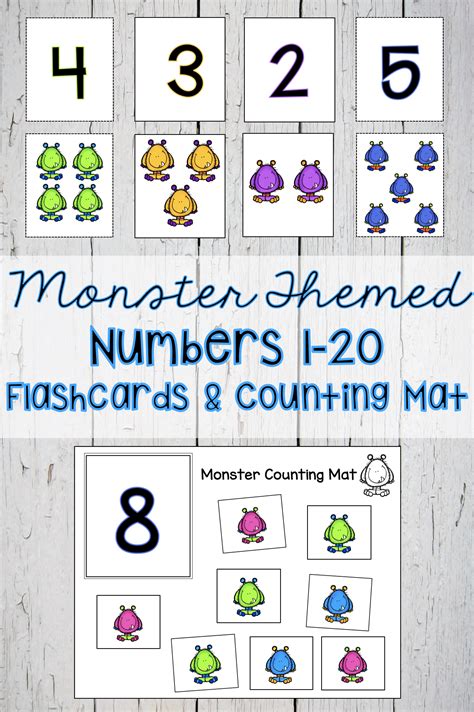 Number Flash Cards 1 20 Monster Themed Math Activities Preschool