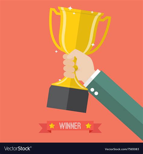 Hand Holding Up A Champion Trophy Royalty Free Vector Image