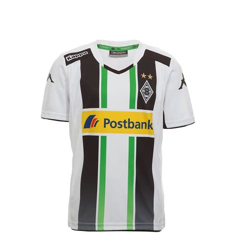 Die grundfarbe ist weiß und die schultern wurden mit einem breiten dunkelgrünen streifen versehen indem sich eine schmale schwarze linie befindet. Borussia Mönchengladbach Trikot Home 2014/2015 Kinder Das ...