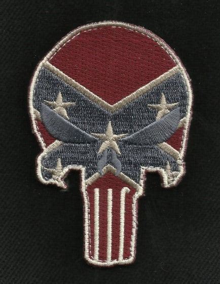Punisher Skull Velcro Morale Patch Rebel Flag Color