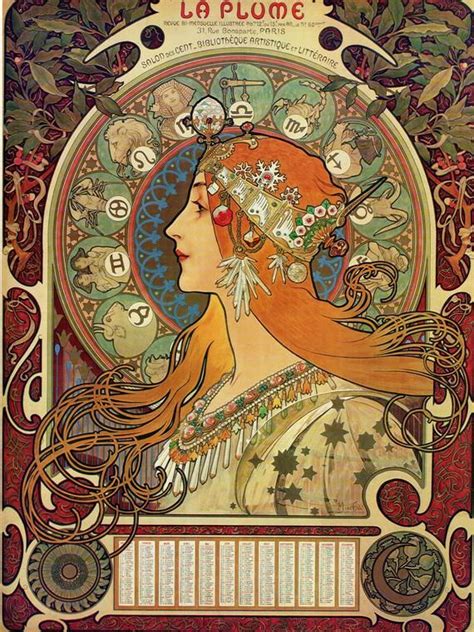 French Poster Print Mucha 1896 Calendar Cover Lady 1968 Reproduction