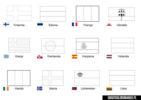 Kolorowanka Flagi Państw Europejskich 2 Darmowe kolorowanki do druku