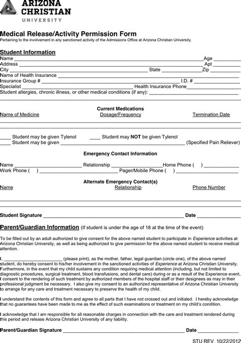 Arizona Medical Release Form Download The Free Printable Basic Blank