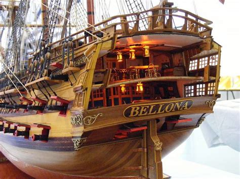 Hms Bellona 1 60 Stern Detail Third Rate Wooden Model Boats American