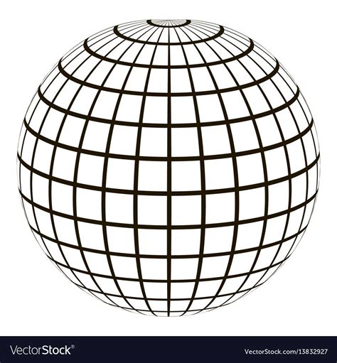 3d globe with a coordinate grid meridian and vector image on vectorstock coordinate grid 3d