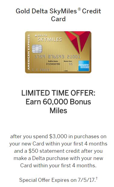 Jun 17, 2021 · delta skymiles® gold american express card: American Express Delta Gold - 60,000 Miles + $50 Statement Credit [Personal & Business ...