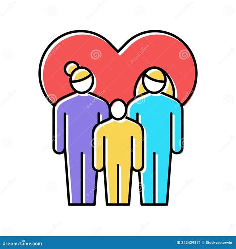 Women Lesbian Same Sex Couple Adoption Color Icon Vector Illustration Stock Vector