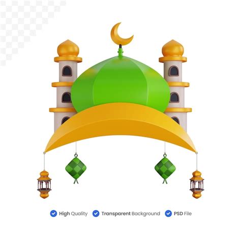 Premium Psd 3d Illustration Ramadan Mosque Decoration