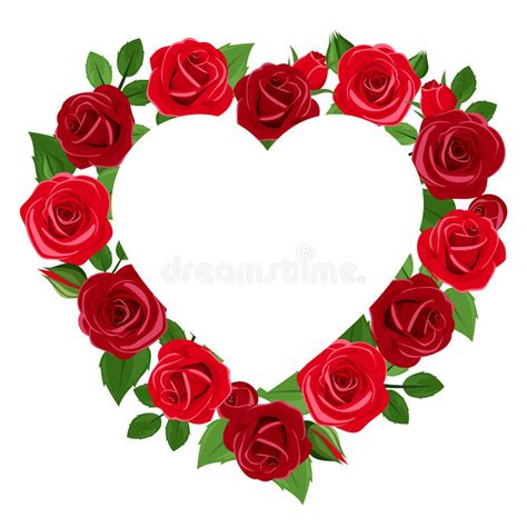 24 Vector Illustration Red Roses Heart Frame Free Stock Photos