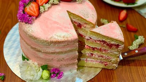 Strawberry Filling Recipe and Naked cake decorating آموزش فیلینگ توت فرنگی بهشتی و تزیین کیک
