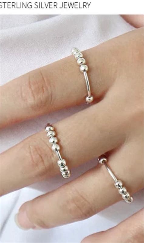 925 Sterling Silver Anxiety Spinning Rings Fidget Band Rings Etsy Uk