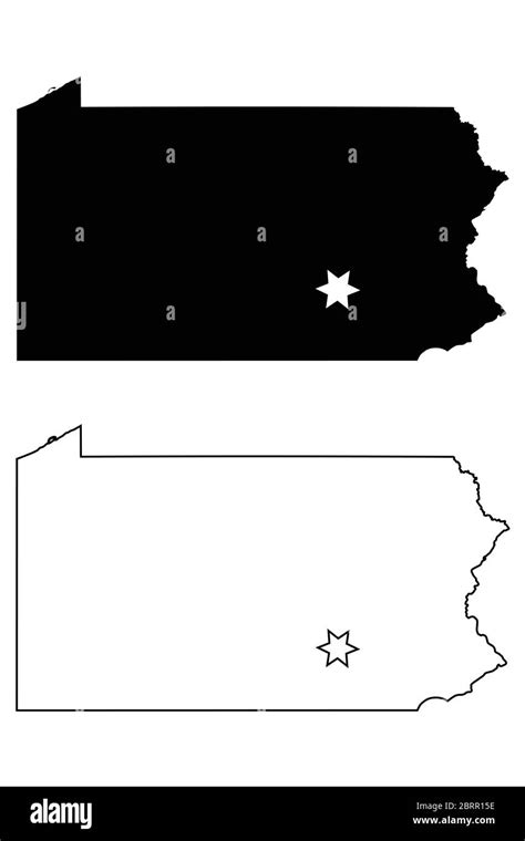 Pennsylvania Pa State Map Usa With Capital City Star At Harrisburg