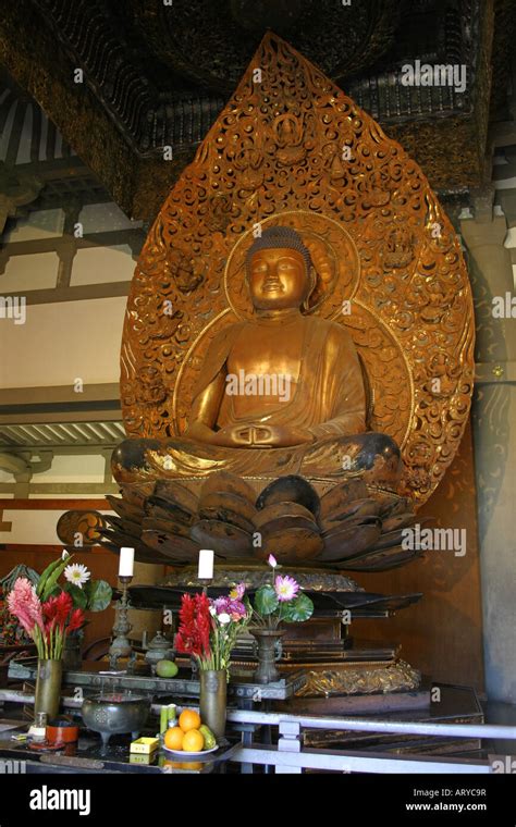 Statue Of The Buddha In The Byodo In Temple Located In The Valley Of