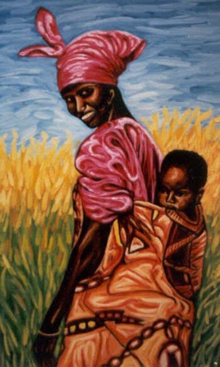 Young African Mother Painting By Dan Civa Artmajeur