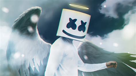 Marshmello With Wings Wearing White Dress And Led Helmet 4k Hd
