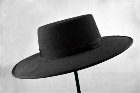 Bolero Hat The Gaucho Black Fur Felt Flat Crown Wide Brim Etsy Wide