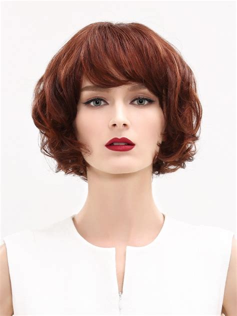 Auburn Wavy Remy Human Hair Short Capless Wig New Wigs Online Au