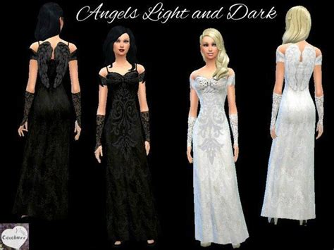 The Sims Resource Angels Light And Dark Dresses By Cocobuzz • Sims 4