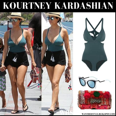 kourtney kardashian in emerald green one piece swimsuit in st barts on august 18 ~ i want her