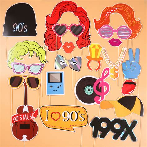 Tinksky 21pcs Cosplay 90s Party Photo Booth Props Funny Party Supplies