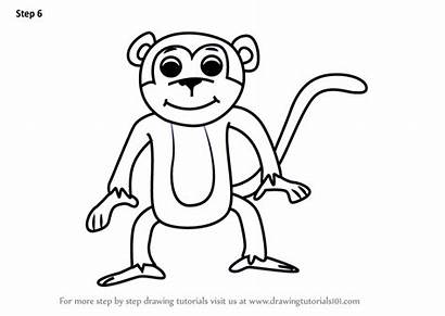 Monkey Draw Cartoon Step Drawing Animals Tutorials