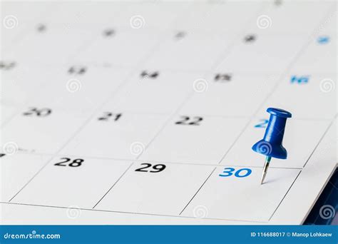 Pin On Calendar On 30th Of The Month Stock Image Image Of Schedule