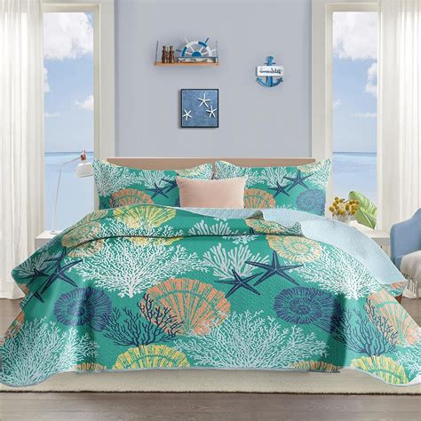 Amazon.com: Tritard 3 Piece Coastal Quilt Sets King Size - Reversible