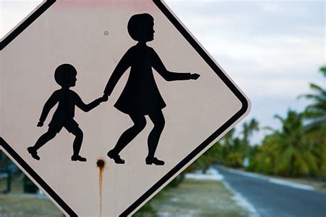 Best Pedestrian Crossing Sign Road Sign Mother Child Stock Photos