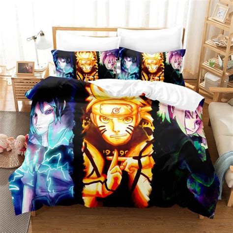 Naruto Parure De Lit 140x200cm Housse De Couette Naruto 2 Taie D