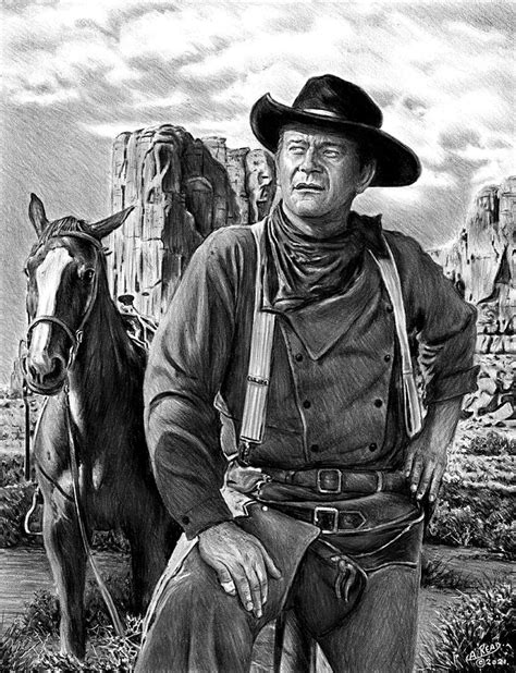 John Wayne The Searchers Bw Version Drawing By Andrew Read Pixels