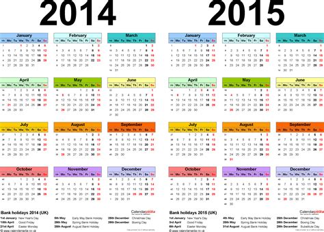 Two Year Calendars For 2014 And 2015 Uk For Word